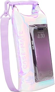 Case-Mate Soap Bubble Mini IP68 Waterproof Bucket Bag - Roll Top Dry Bag 2L Cap with Waterproof Pouch for Swimming Kayaking Boating Travel and More - for Phones Up to 7" - Iridescent product image