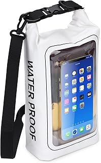 IP68 Waterproof Dry Bag, 2L - Roll Top Waterproof Pool Bag，Dry Bags for Kayaking Waterproof-w/Phone Pouch,Large Waterproof Phone Pouch,Boating & Kayak Accessories Camping (White) product image