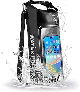 2L Waterproof Dry Bag Backpack with Integrated Clear Phone Pouch for Outdoor Activities, Black product image