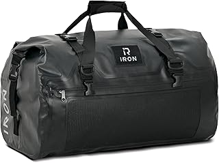 IRON JIA'S Motorcycle Dry Bag - Waterproof Duffle & Luggage Tail Bag Saddle Bags with Roll Top Closure, Shoulder Straps, Inner Pocket and Mesh Pocket (Black, 30L) product image