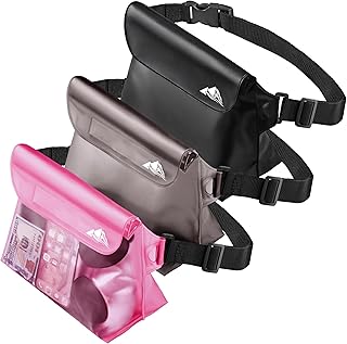 HEETA 2/3/4 Pack Waterproof Pouch with Waist Strap, Screen Touchable Dry Bag with Adjustable Belt for Phone Valuables for Kayaking, Swimming, Snorkeling, Boating, Fishing, Surfing & Beach product image
