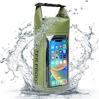 Waterproof Dry Bag, Beach Phone Bag 2L Roll Top Waterproof Backpack w/Phone Case/Pouch, Lightweight Dry Storage for Travel Swimming Boating Kayaking Camping Beach Fishing Rafting (Green) product image