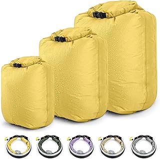 HIKEMAN Dry Bag Waterproof - Ultralight Dry Sack,Outdoor Roll Top Drybags,3-Pack Stuff Sack for Travel,Swimming,Rafting,Boating,Kayaking,Camping,Beach (Yellow) product image