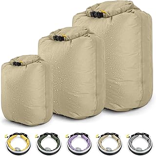 HIKEMAN Dry Bag Waterproof - Ultralight Dry Sack,Outdoor Roll Top Drybags,3-Pack Stuff Sack for Travel,Swimming,Rafting,Boating,Kayaking,Camping,Beach (Khaki) product image