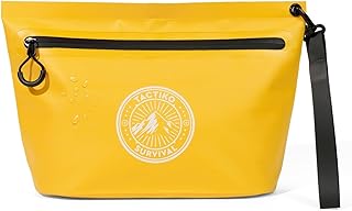 Tactiko 3L Water Resistant Pouch - Waterproof Material w/Splashproof Zipper - Hold All Zipper Bag for Storage, Toiletries, Travel, Beach, Cruise, Home (Yellow) product image