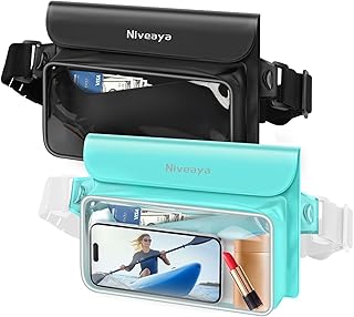 Niveaya IPX8 Waterproof Fanny Pack - 2 Pack, Floating Dry Bag Pouch, Phone Waterproof Waist Pouch Dry Bag, Beach, Kayaking, Swimming, Boat Essentials, for iPhone 17/16/15/14/13/12 Pro Max up to 9.5" product image
