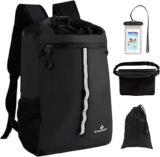 Dry Bag Backpack,20L Dry bags Waterproof Kayaking with Waist Pouch and Phone Case,Waterproof Backpack Marine dry bag for Kayaking,Beach,Rafting, Boating,Hiking,Camping and Fishing (Black) product image