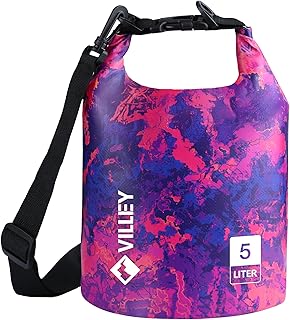 VILLEY Dry Bag Waterproof 5L Roll Top Storage Backpack, Keeps Gear Dry Lightweight Backpack for Kayaking Boating Camping Swimming and Beach Accessories Red Camo product image