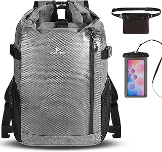 Dry Bag Backpack,25L Dry bags waterproof Kayaking, Waterproof bag with Waist Pouch and Phone Case,Waterproof Backpack Marine dry bag for Kayaking, Beach, Rafting, Boating (Gray) product image