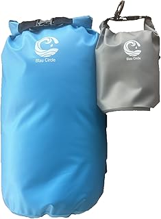 Waterproof dry bag combo for outdoor and waterspors, with large 5.0 Gal (assorted colors) and 0.5 Gal (grey) bags | Ideal for kayaking, boating, hiking, the beach and other outdoor sports (Blue) product image