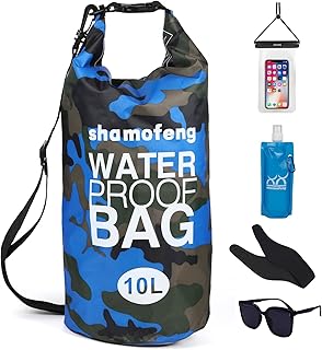 Waterproof Dry Bag 5L/10L/15L/20L/30L Roll Top Dry Storage Backpack with Phone Case, Collapsible Water Bottle, Sunglasses, Ear Band for Kayaking Boating Swimming Fishing Camping,Blue 30L product image