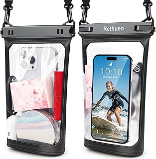 Large Waterproof Phone Pouch, 2Pack Floating Waterproof Bag for iPhone 17 16 15 14 13 Pro Max Galaxy S24 S23 S22 All Phones, Cell Phone Dry Bag for Beach Swimming Rafting Boating (Black + Black) product image