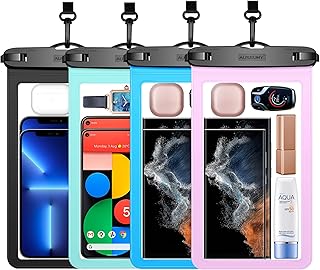 4 Pack 10.5“ Large Waterproof Phone Pouch - Underwater Clear Cell Holder - Universal Water Proof Dry Bag with Neck Lanyard for iPhone 16 Pro Max Samsung Galaxy with Heavy Case for Beach Swimming Pool product image