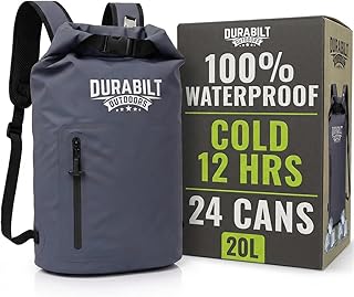 20L Waterproof Cooler Roll Top Backpack Sack, Heavy-Duty Soft Insulated Bag Doubles as Dry Bag, Holds 24 Cans...14+ with ice, Ideal for Boating, Fishing, Kayaking, Hiking, Beach, Camping product image