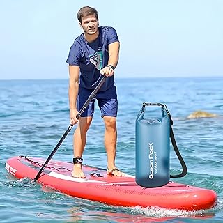 5L Waterproof Dry Bag for Women and Men,Portable Roll Top Backpack Pouch with Adjustable Shoulder Strap for Traveling, Swimming, Kayaking, Beach, Camping, Fishing, Keeps Gear Dry, Transparent Blue product image