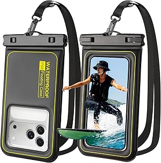 Waterproof Phone Pouch 2 Pack, IP68 Floating Waterproof Phone Case, Up to 8.3" Dry Bag for iPhone 17 16 15 14 13 Pro Max Samsung S25 Ultra S24 S23, Kayak/Beach/Cruise Travel Essentials Black product image