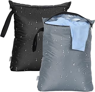 OTraki 2PCS Wet Bags 16x20 inch Medium Wet Dry Bag for Swimsuit and Towels Waterproof Beach Swimming Bag, Wet Dirty Clothes Gym Bags with Handle Drying Do Not Exceed 176℉ (Black & Grey) product image