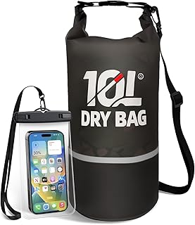 Waterproof Dry Bag for Women and Men,10L Roll Top Lightweight Storage Bag Reflective Backpack with Waterproof Phone Pouch Suitable for Travel Swimming Boating Kayaking Paddle Accessories product image