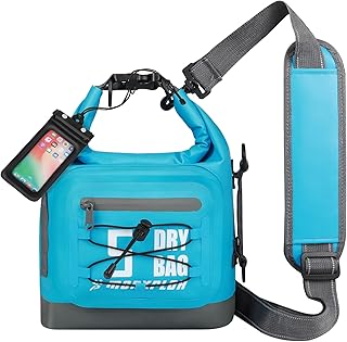 Dry Bag Waterproof,5L/10L/20L/30L Roll Top Dry Bag Backpack with WaterProof Phone Case for Swim,Kayak(Sky Blue 5L) product image