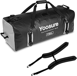 110L Waterproof Duffel Bag 35IN - Airtight Zipper Dry Bags, Extra Large Dry Bag with Straps&Handles for Camping Boating Kayaking Rafting Canoeing Gym Beach Car Roof Storage (Black) product image