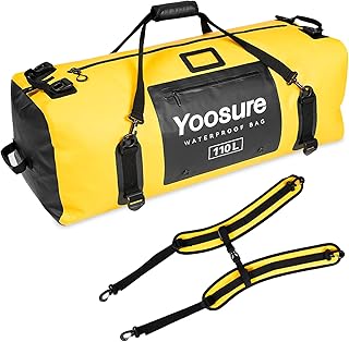 Airtight Zipper Waterproof Duffel Bag 110L- 700D PVC Dry Bag Extra Large Dry Bags with Straps&Handles for Camping Boating Kayaking Rafting Canoeing Gym Beach Car Roof Storage (Yellow) product image