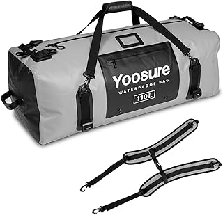 Waterproof Duffel Bag 110L- 700D PVC Dry Bag with Airtight Zipper, Large Dry Bag with Straps&Handles for Camping Boating Kayaking Rafting Canoeing Gym Beach Car Roof Storage (Grey) product image