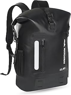 MARCHWAY Roll Top Waterproof Backpack, Floating Dry Bag 20L/30L/45L with Ergonomic Rectangular Base, Cushioned Back, Hip Strap for Hiking Camping Kayaking Travel (Black, 30L) product image