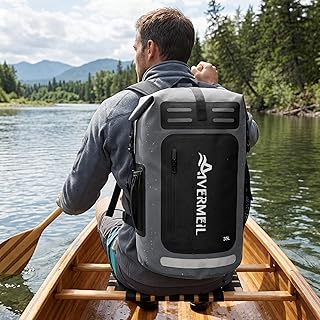 Dry Bag Waterproof Backpack 35L for Men & Women Roll-Top Hiking Backpack with IPX8 Waterproof Phone Case for Kayaking Boating Cushioned Padded Back Grey product image