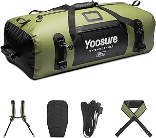 80L Waterproof Duffel Bag Motorcycle Dry Bag Backpack, Waterproof Zippered Bags with Backpack Spacer Pad for Kayaking Rafting Boating Canoeing Camping Paddle Beach (Green) product image