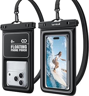 Lamicall IP68 Floating Waterproof Phone Pouch - [2 Pack][Anti-Pop Lock] Dustproof Cell Phone Dry Bag Case with Lanyard, Beach & Cruise Essentials Gifts for iPhone 17 16 15 Pro Max, Galaxy S25, 4-8.5" product image