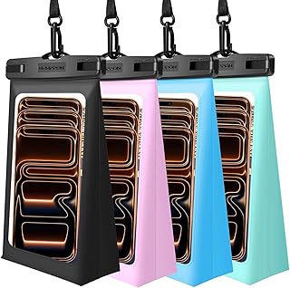 4 Pack Floating Waterproof Phone Pouch - Universal Large Floatable Water Proof Dry Bag Case - Float Clear Cell Holder with Lanyard - for iPhone 17 Pro Max Samsung Galaxy - Beach Swimming Pool product image