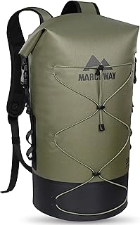 MARCHWAY Floating Roll Top Dry Bag, Flexible Lightweight TPU Waterproof Backpack 20L/30L/40L with Padded Straps for Boating, Kayaking, Swimming, Hiking, Beach (Green, 30L) product image
