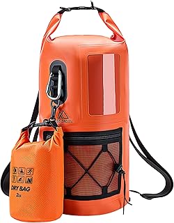 Waterproof Dry Bag 500D PVC Roll Top Dry Sack with 3 Carrying Ways, Lightweight Waterproof Bag for Kayaking, Swimming, Boating, Paddle Boarding, Hiking, Beachg (Orange, 27L) product image