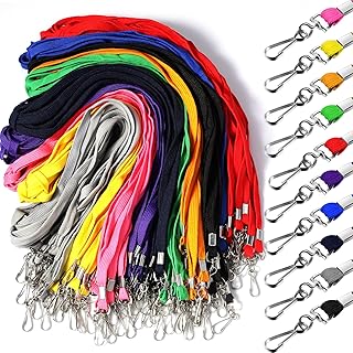 Epakh 200 Pcs Lanyards Bulk for ID Badges Assorted Colors Flat Badge Neck Lanyard with Swivel J Hook Clip for Student Teacher product image
