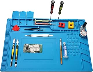Premium Heat Resistant 932°F Silicone Soldering Mat, Large Anti Static Magnetic Electronic Repair Work Mat for BGA and Gun Soldering Iron, Workbench, Cell Phone Laptop Repair, 17.7'' *11.8 '' product image