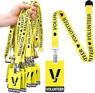 Colarr 25 Pack Volunteer Lanyard with PVC Plastic Card Pass Volunteer Identification ID Badges Bulk Breakaway Lanyard for Activity, Fundraising, Church, School, Events(Yellow) product image