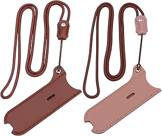 lanyard PU protective sleeve/outdoor anti-lost removable nylon rope artificial leather protective sleeve compatible with r-e-x/J-u-l/mo-t/yo-z etc. [2pack ] [brown+pink] product image
