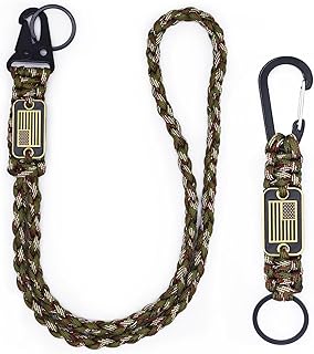 2 Pcs Heavy Duty Braided Paracord Lanyard Keychain with USA Flag, Parachute Rope Necklace Keychains, Braided Strong Lanyard for Outdoor Activities, Camera, Keys, Whistle, Traveling product image
