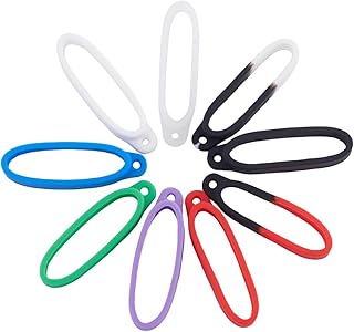 GORGECRAFT 18Pcs 9 Colors Anti-Lost Silicone Rubber Ring 1.42"/36mm Adjustable Elastic Necklace Lanyard Rings Band Holder Cases Replacement Pendant Carrying Kit for Pens Key-Ring Office Sports product image