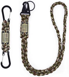 2 Pcs Heavy Duty Paracord Lanyard Keychain, Braided Parachute Rope Necklace Keychains with Cool USA Flag, Strong Lanyard for Outdoor Activities, Camera, Keys, Whistle, Traveling product image