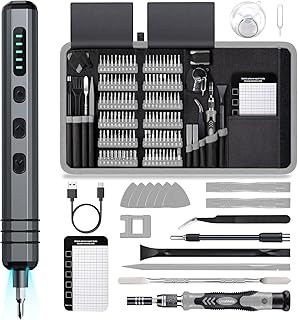 Mini Electric Screwdriver Set 140-IN-1: UnaMela Small Electric Screwdriver Cordless - 5 Torque Settings, 120 Precision Bits, LED Light, Magnetic Power Screwdriver Repair Tool Kit for PC RC Electronics product image