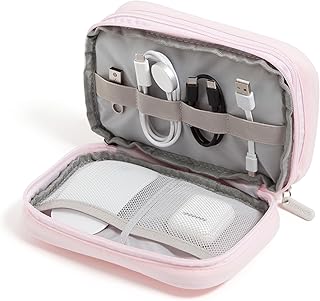 U Brands Dual Zip Canvas Tech Organizer Pouch, 7.8" x 5" Cord Organizer, Computer Accessories, Travel Essentials, Travel Gifts for Men Who Have Everything, Electronics, Petal Pink product image