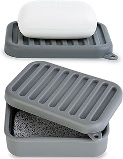 Portable Leakproof Travel Soap Case, Silicone Travel Soap Case, Compact Soap Holder with Drainage Layer, Travel Soap Holder for Camping, Gym, Outdoor (Deep-Gray) product image