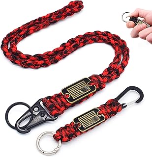 Heavy Duty Braided Paracord Lanyard Keychain with USA Flag, Parachute Rope Necklace Keychains, Braided Strong Lanyard product image
