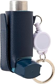 Asthma Inhaler Holder – Lightweight PU Leather Inhaler Case Keychain, Durable & Portable Asthma Keychain Holder for Adults & Kids (Inhaler Not Included) (Blue) product image