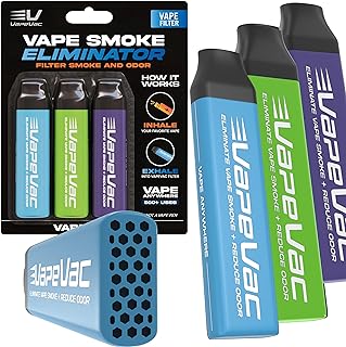 VapeVac (Registered AMZ Brand) – Pocket-Sized Personal Air Filter for Discreet Output Reduction | Minimizes Odor, Keeps Air Fresh | Not an Emission Device – 500+ Uses (3-Pack) product image