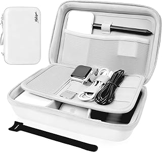 Hard Travel Electronic Organizer Case for Power Bank Chargers Cables USB Flash Drive SD Card Electronics & Backpack Organizer Travel Case Small Portable Accessories Bag, white product image