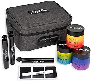 Moonlight Haze Smell Proof Bag With Activated Carbon Lining And Accessories - Smell Proof Box Gift Set With 3 Child Resistant Glass Jars And 3 Storage Tubes. Gift For Men And Women. product image