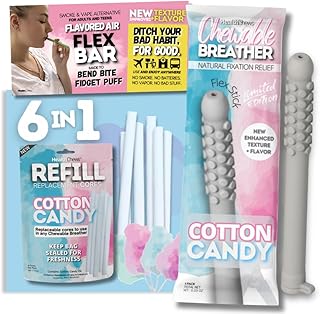 Quit Bad Habit Smokeless Inhaler 6 in 1 Chewer, Aromatherapy Breather Tool, Re-usable, Refillable, Portable Fresh Air Diffuser for Wellness, Habit Replacement (Cotton Candy - Value 3 Pack product image