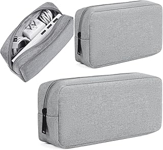2PCS Electronics Organizer Travel Case, Electronic Accessories Bag, Waterproof Accessories Storage Pouch for Power Bank, Cable, Cord, Charger, Mouse, Various Accessories (Small+Big-Gray) product image